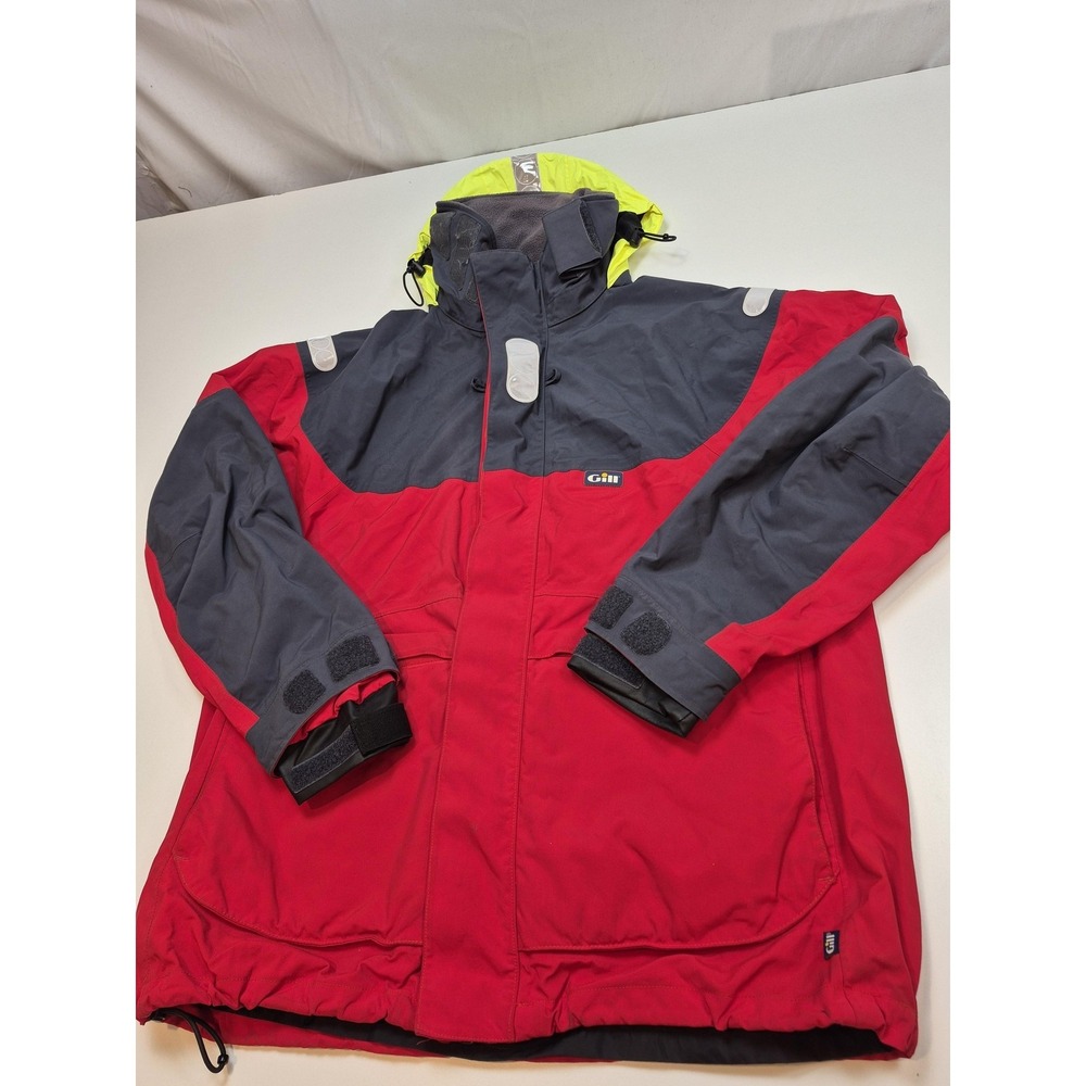 Gill OS2J Key West Jacket Mens XL Red Gray Hooded Waterproof Sailing Offshore